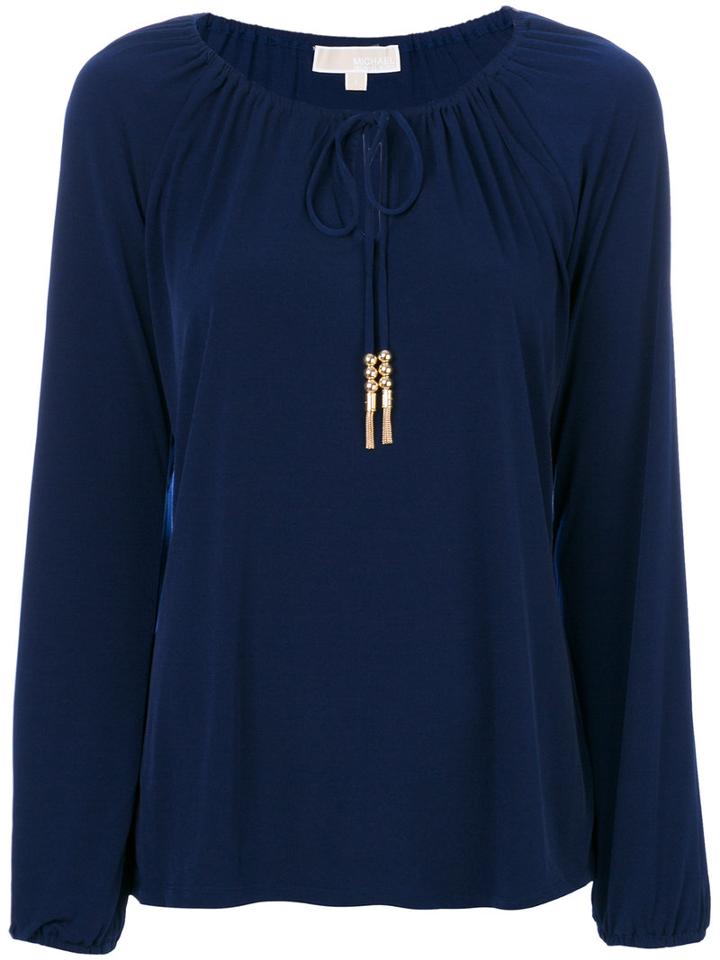 Michael Michael Kors - Tie Neck Blouse - Women - Polyester/spandex/elastane - Xs, Blue, Polyester/spandex/elastane
