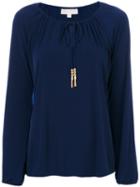 Michael Michael Kors - Tie Neck Blouse - Women - Polyester/spandex/elastane - Xs, Blue, Polyester/spandex/elastane
