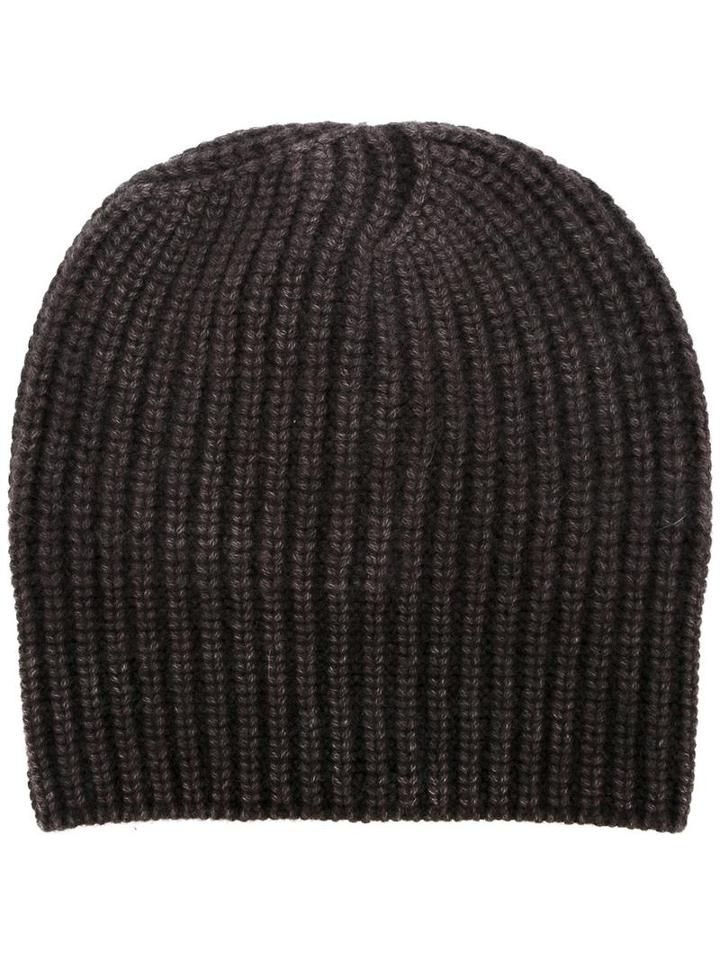 Iris Von Arnim Ribbed Beanie, Women's, Brown, Cashmere
