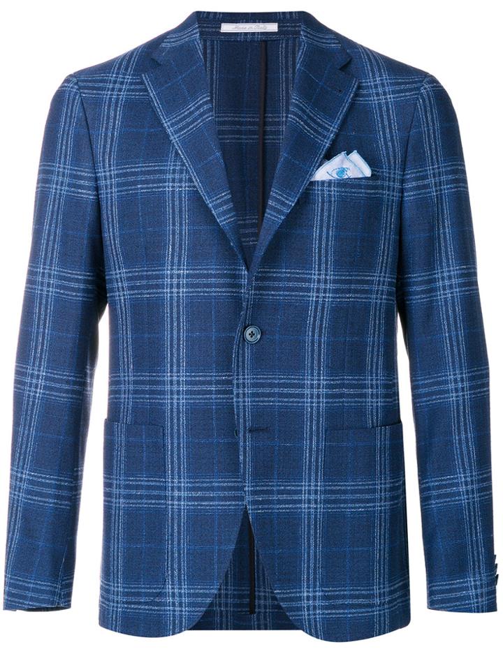 Cantarelli Checked Slim-fit Jacket - Blue