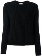 Red Valentino Cable Knit Sweater, Women's, Size: Xs, Black, Virgin Wool