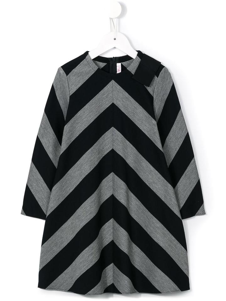 Il Gufo Chevron Pattern Dress, Toddler Girl's, Size: 5 Yrs, Blue