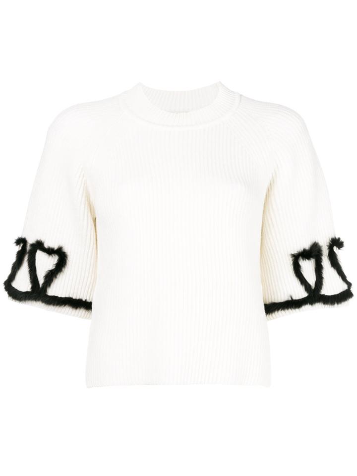 Fendi Ribbed Knitted Top - White