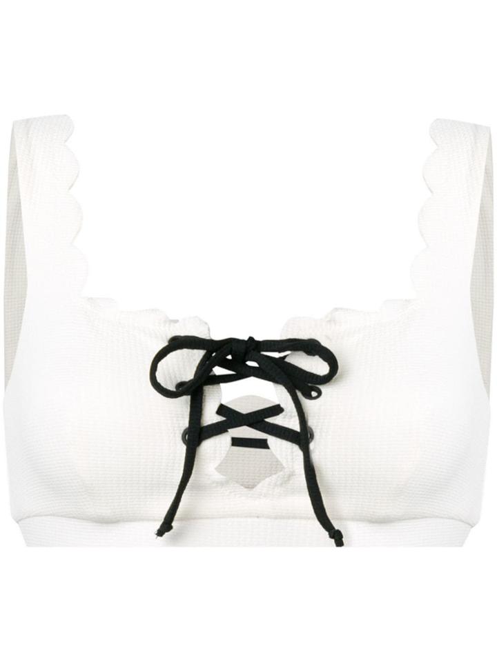 Marysia Tie Front Bikini Top - White