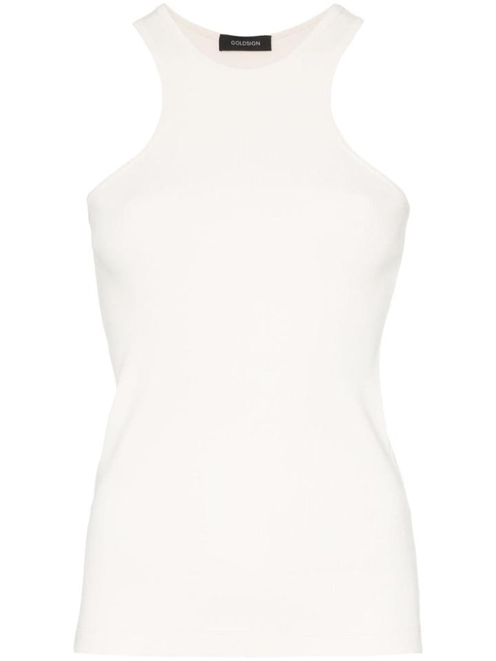 Goldsign Halterneck Ribbed Tank Top - White