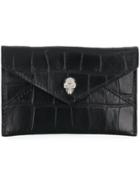 Alexander Mcqueen Crocodile Embossed Card Holder - Black