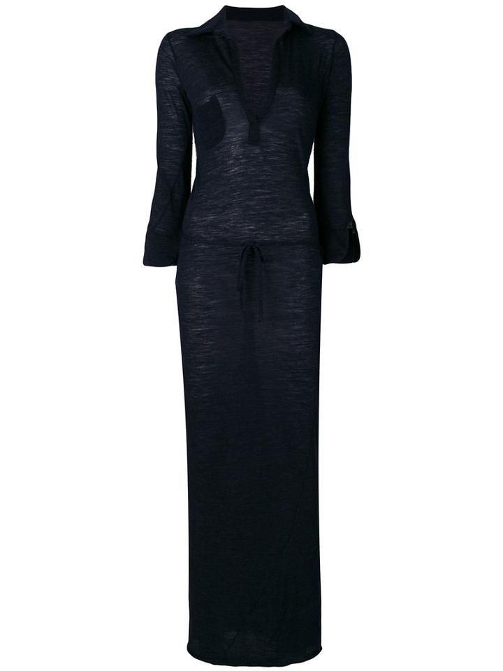 Humanoid - Casual Maxi Dress - Women - Virgin Wool - M, Blue, Virgin Wool