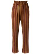 Gig - Striped Knit Trousers - Women - Polyester/viscose - M, Brown, Polyester/viscose