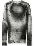 Super Légère Distressed Stripe Sweater - Grey