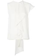 Max Mara Ruffled Front Tank, Women's, Size: 44, White, Silk