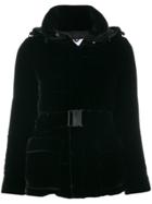Aspesi Belted Velvet Puffer Jacket - Black