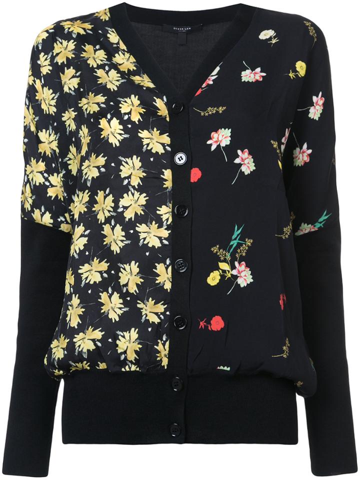 Derek Lam Mixed Print Dolman Sweater - Black