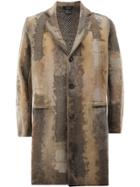 Avant Toi Destroyed Effect Midi Coat - Brown