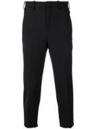 Neil Barrett Cropped Frayed Hem Trousers - Blue
