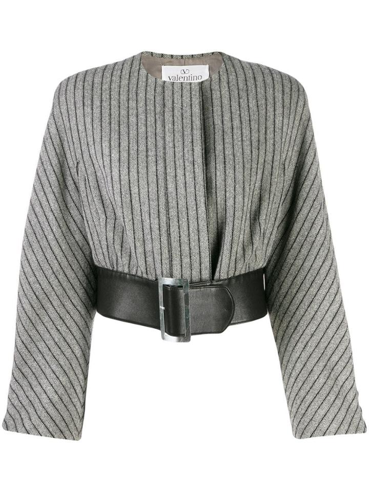 Valentino Pre-owned 1980's Belted Cropped Jacket - Grey