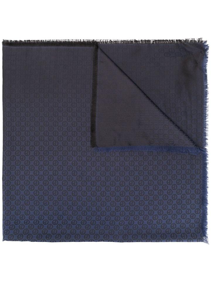 Giorgio Armani Woven Logo Scarf - Blue