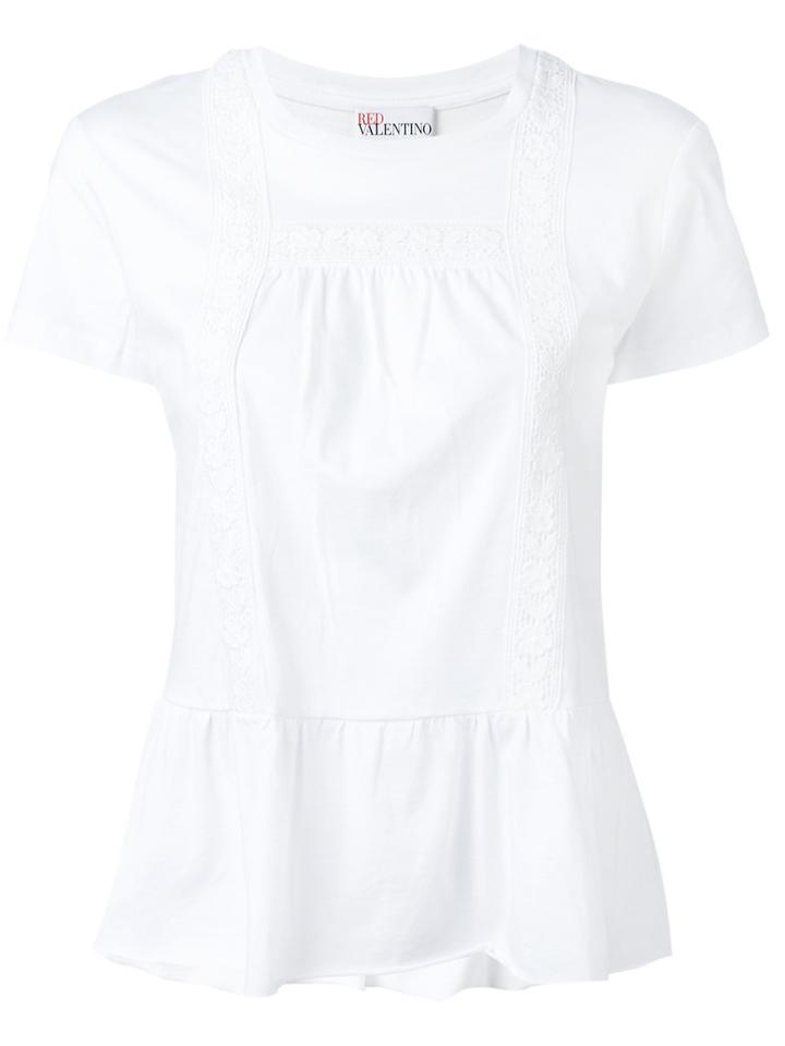 Red Valentino Lace Trim Top, Women's, Size: Xs, White, Cotton