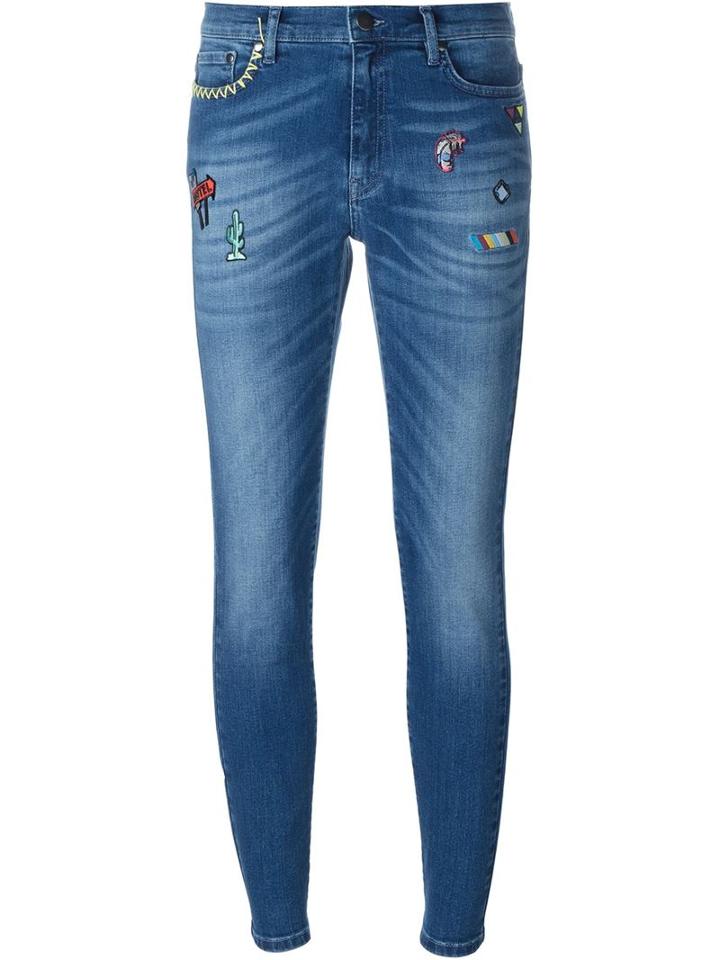 Mira Mikati Patch Detail Jeans, Women's, Size: 38, Blue, Cotton/spandex/elastane