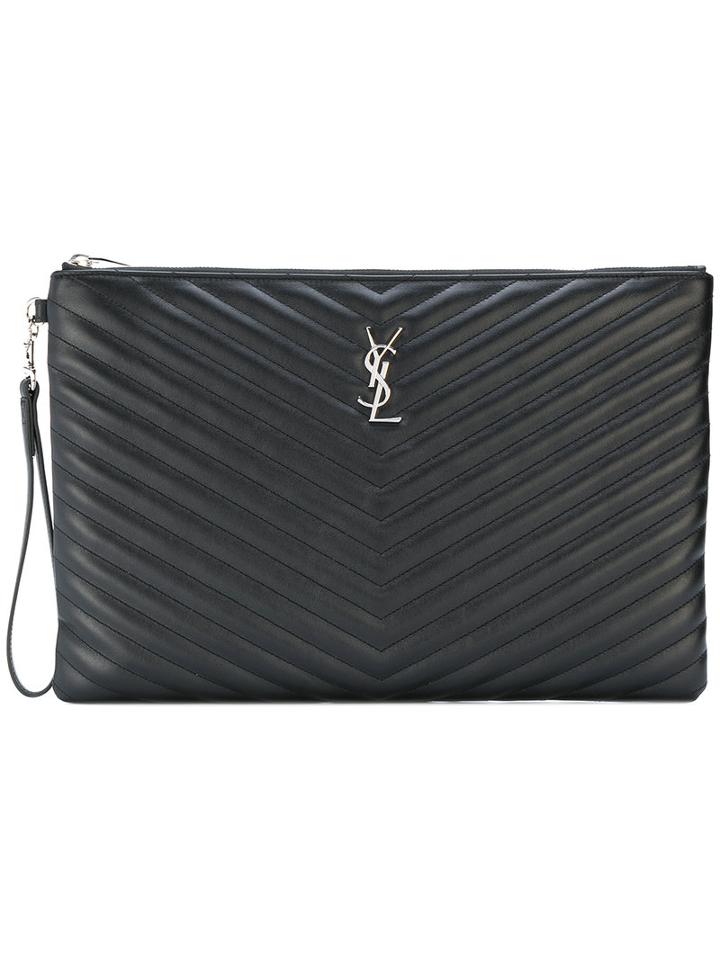 Saint Laurent - Monogram Clutch Bag - Women - Calf Leather - One Size, Black, Calf Leather