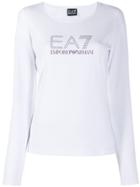 Ea7 Emporio Armani Studded Logo Knitted Top - White