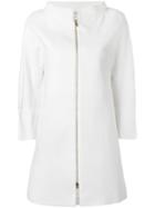 Herno High Neck Zipped Coat, Women's, Size: 44, White, Cotton/polyester/acetate