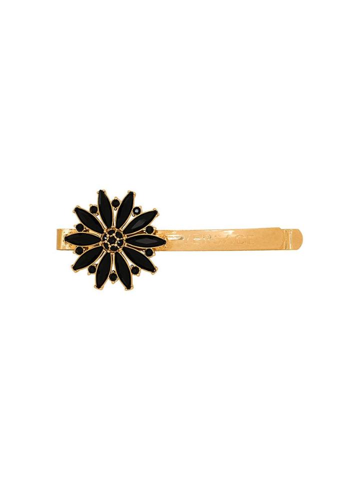 Versace Gold Tone And Black Flower Hair Pin