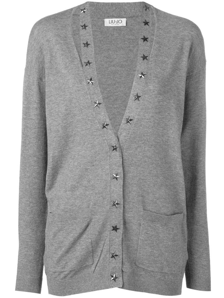 Liu Jo Star-stud Fitted Cardigan - Grey