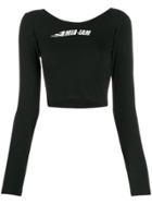 Mia-iam Logo Print Cropped T-shirt - Black