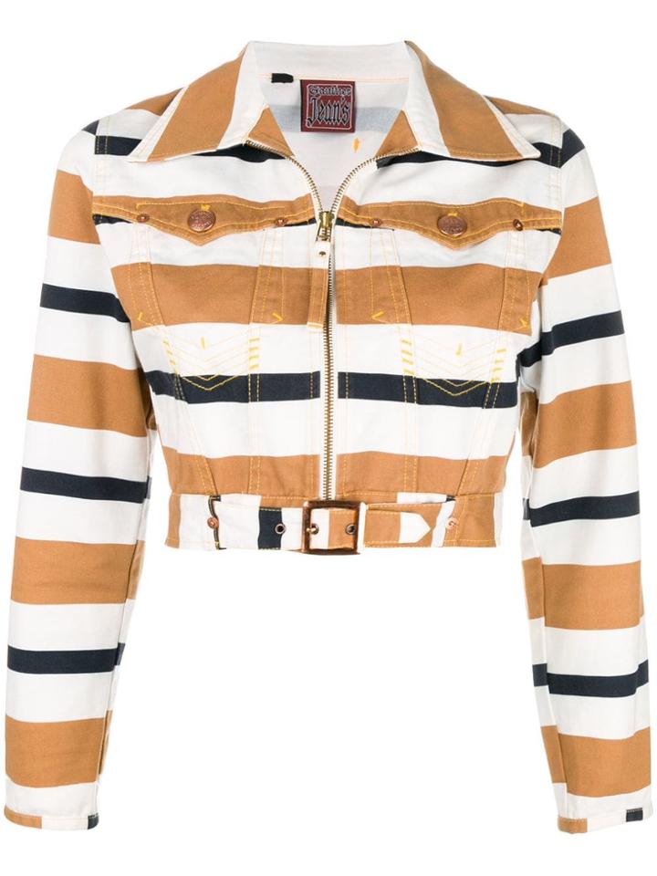 Jean Paul Gaultier Vintage Striped Cropped Jacket - White