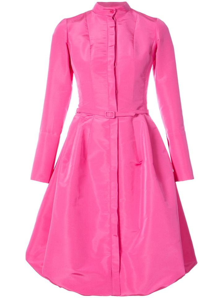 Oscar De La Renta Belted Puffer Dress - Pink & Purple