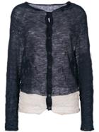 Y's Sheer Creased Stripe Hem Cardigan - Blue