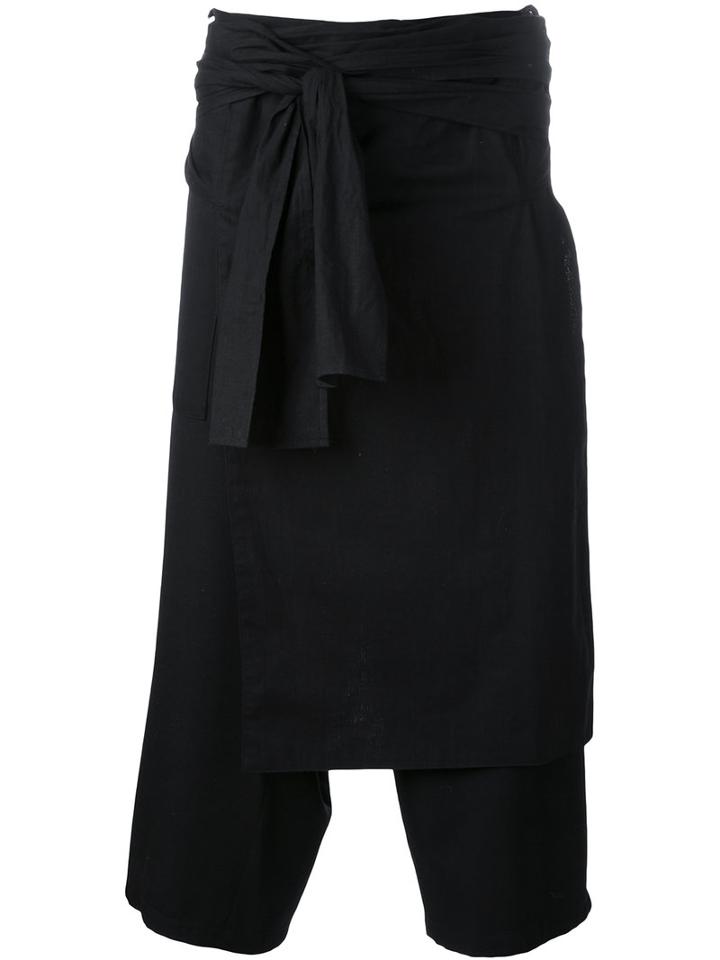 Yohji Yamamoto Drop Crotch Shorts, Men's, Size: 2, Black, Cotton/wool