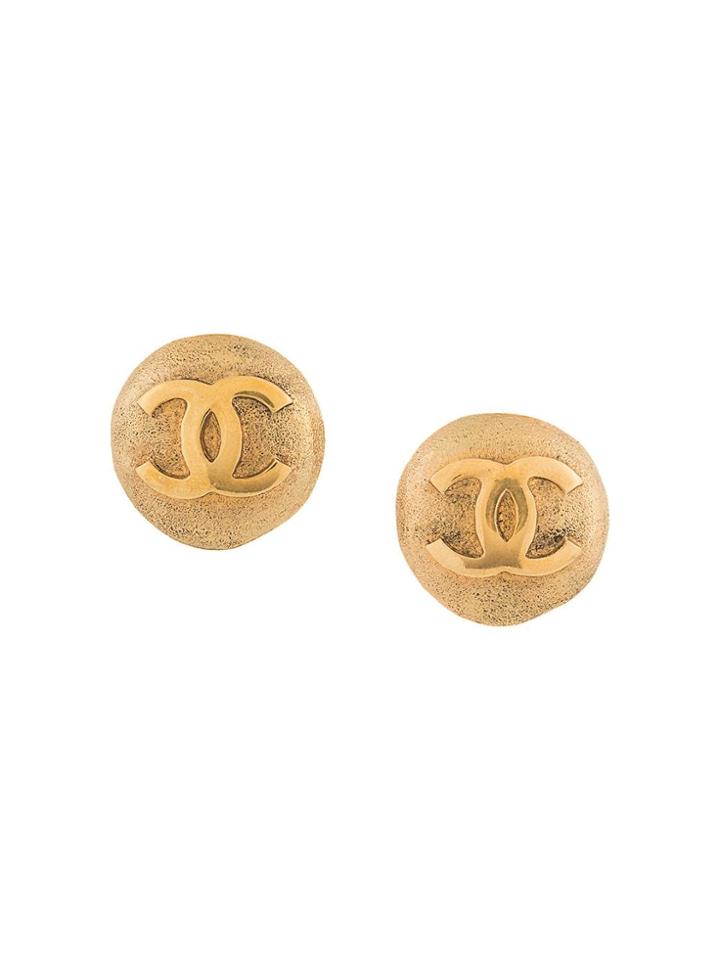 Chanel Vintage Chanel Vintage Cc Logos Button Earrings - Gold