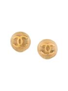 Chanel Vintage Chanel Vintage Cc Logos Button Earrings - Gold