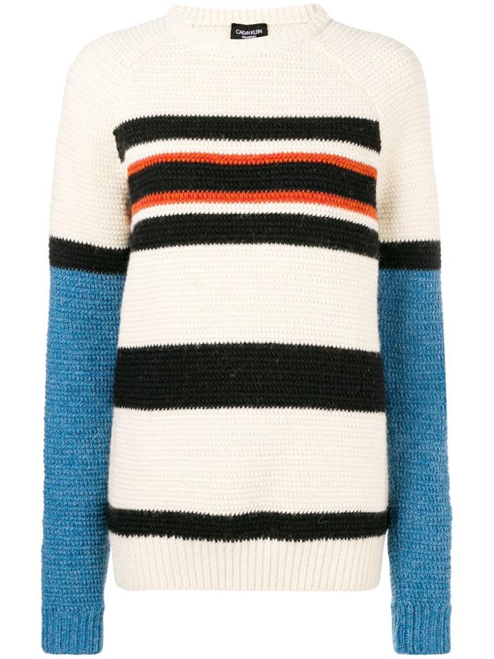 Calvin Klein 205w39nyc Stripe Panel Knitted Sweater - Nude & Neutrals