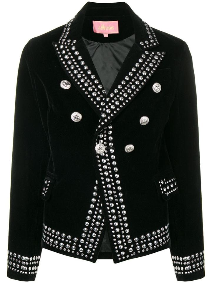 Amuse Studded Double Breasted Jacket - Black