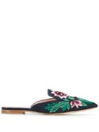 Alberta Ferretti Embroidered Floral Slippers - Blue