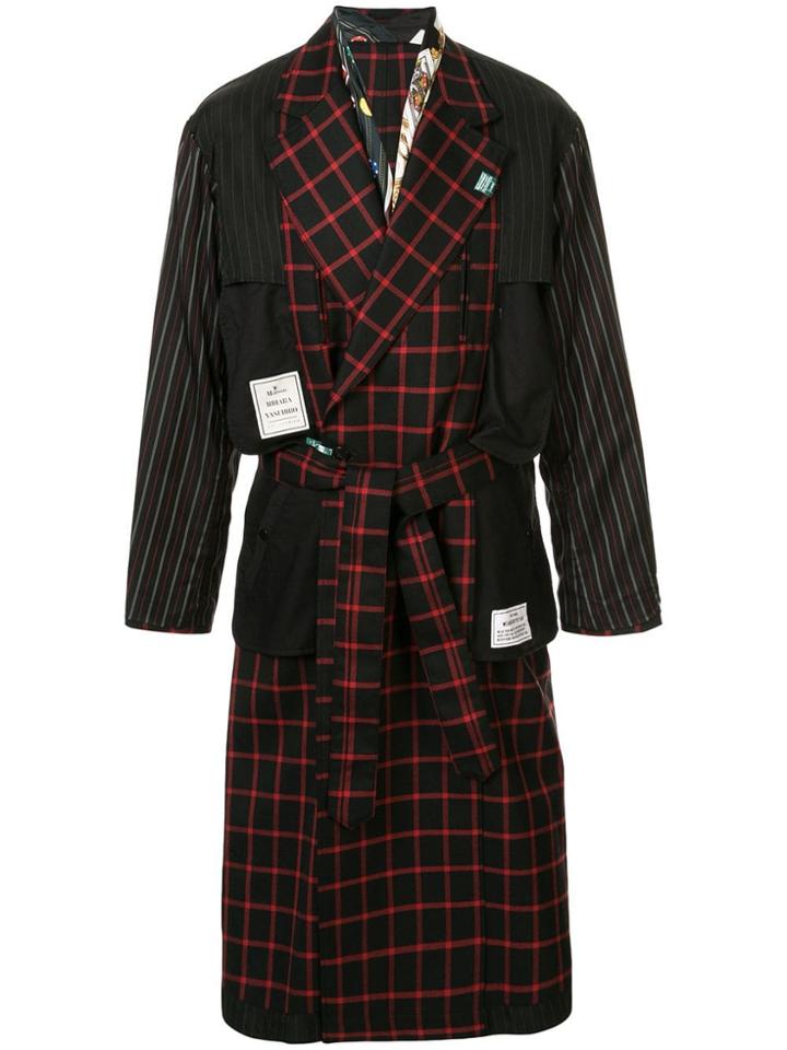Maison Mihara Yasuhiro Check Print Trench Coat - Black