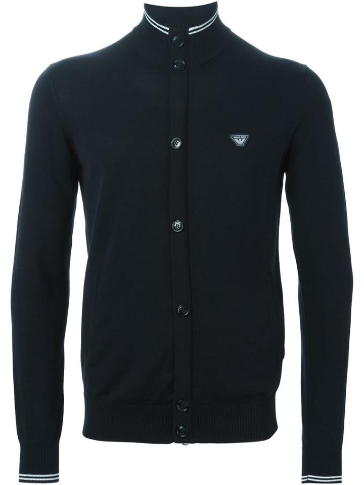 Armani Jeans - High Neck Cardigan - Men - Cotton - Xl, Blue, Cotton