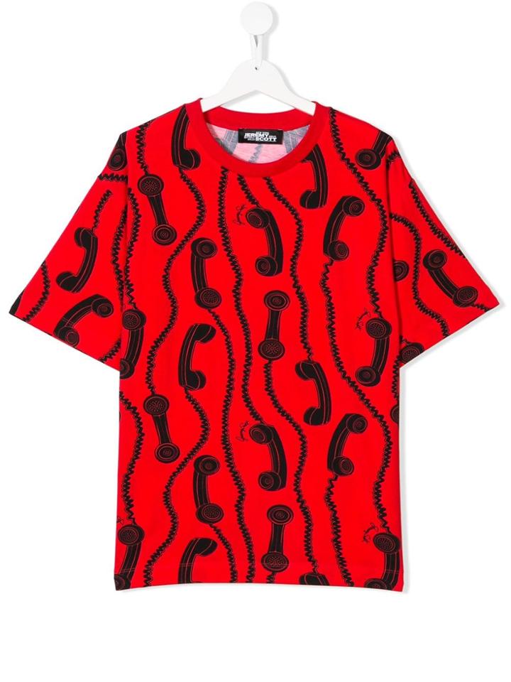 Jeremy Scott Junior Teen Phone Print T-shirt - Red