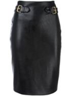 Moschino Leather Look Pencil Skirt, Women's, Size: 42, Black, Polyester/polyurethane/rayon