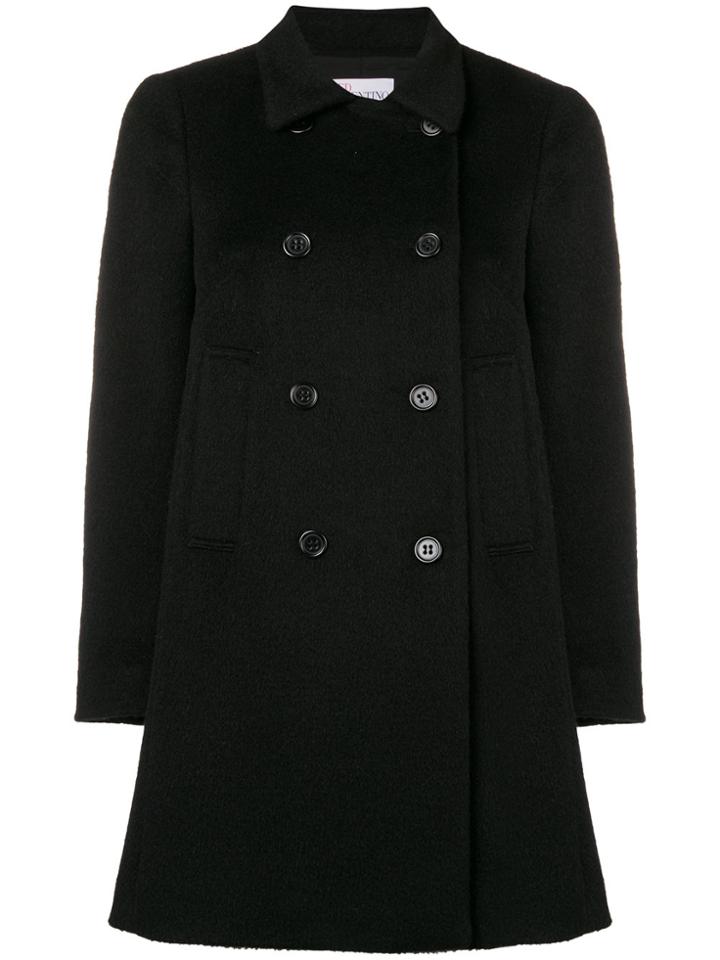 Red Valentino Double Breasted Cappotto Coat - Black