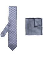 Canali Geometric Print Tie And Scarf Set - Blue