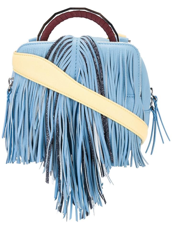 The Volon Fringed Crossbody Bag - Blue