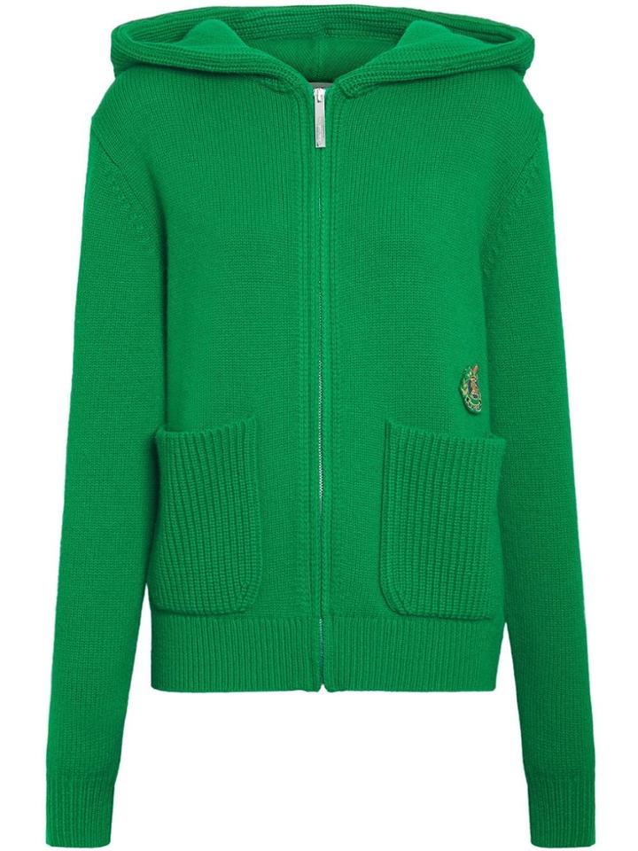 Burberry Embroidered Crest Hooded Top - Green