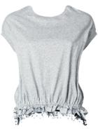 Red Valentino Ruffle Hem T-shirt - Grey