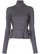 Tome High Neck Striped Blouse - Blue