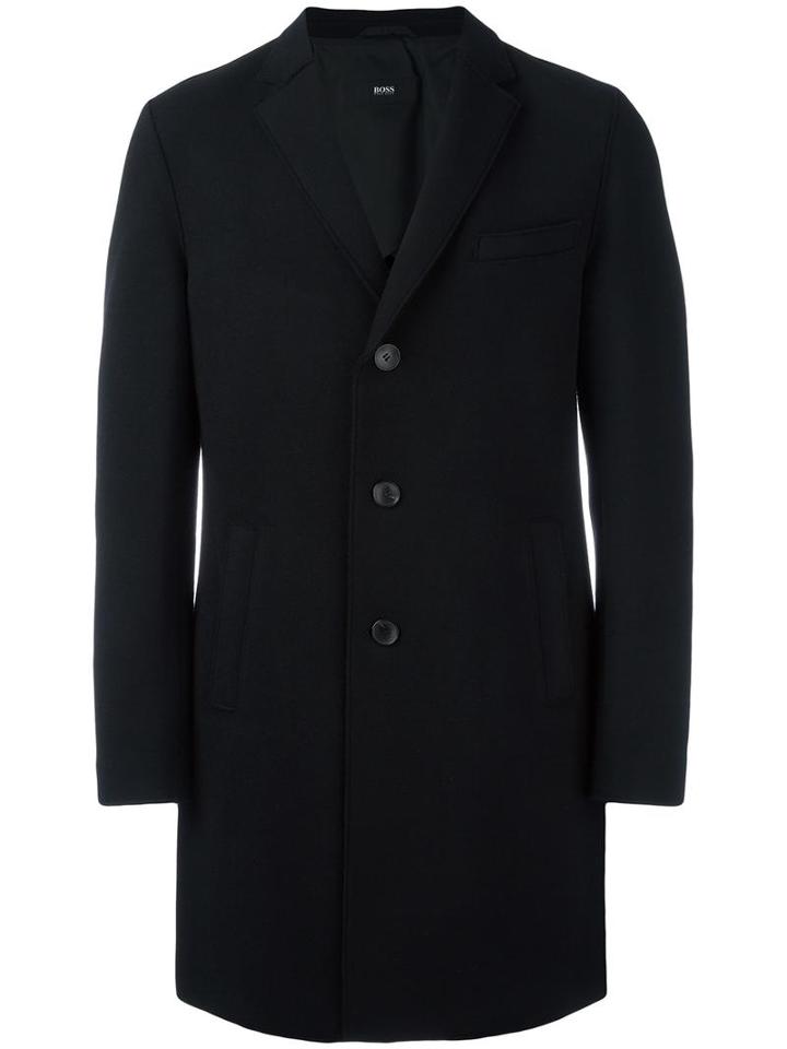 Boss Hugo Boss Single Breasted Coat, Men's, Size: 46, Black, Polyamide/acetate/viscose/wool