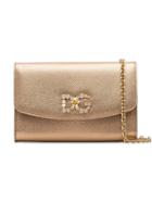 Dolce & Gabbana Gold Diamanté Logo Cross Body Leather Bag - Metallic