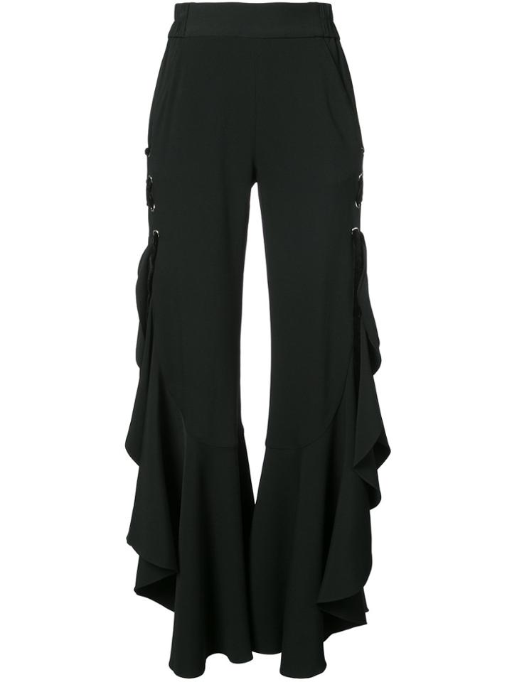 Jonathan Simkhai Flared Ruffle Trousers - Black